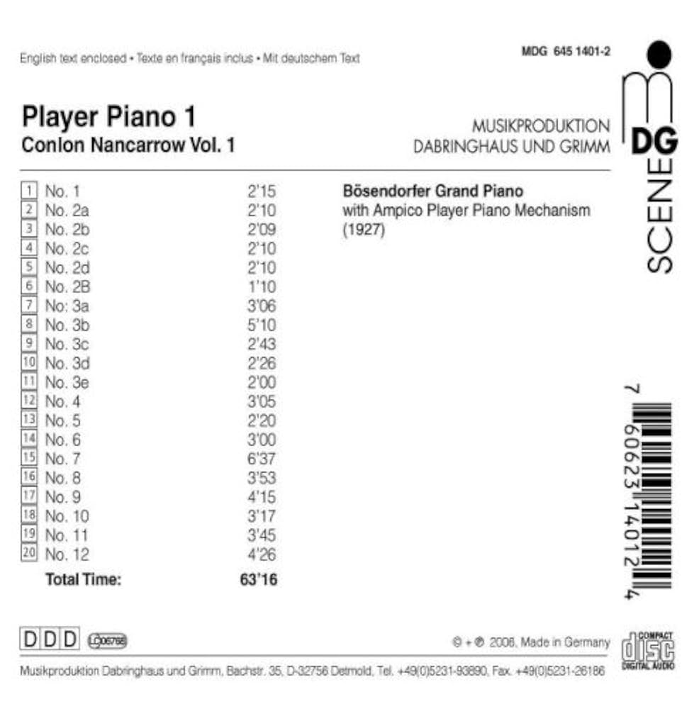 クラシック Conlon NancarrowStudies for Player Piano Conlon Nancarrow's Player-Piano Works at the Whitney: No